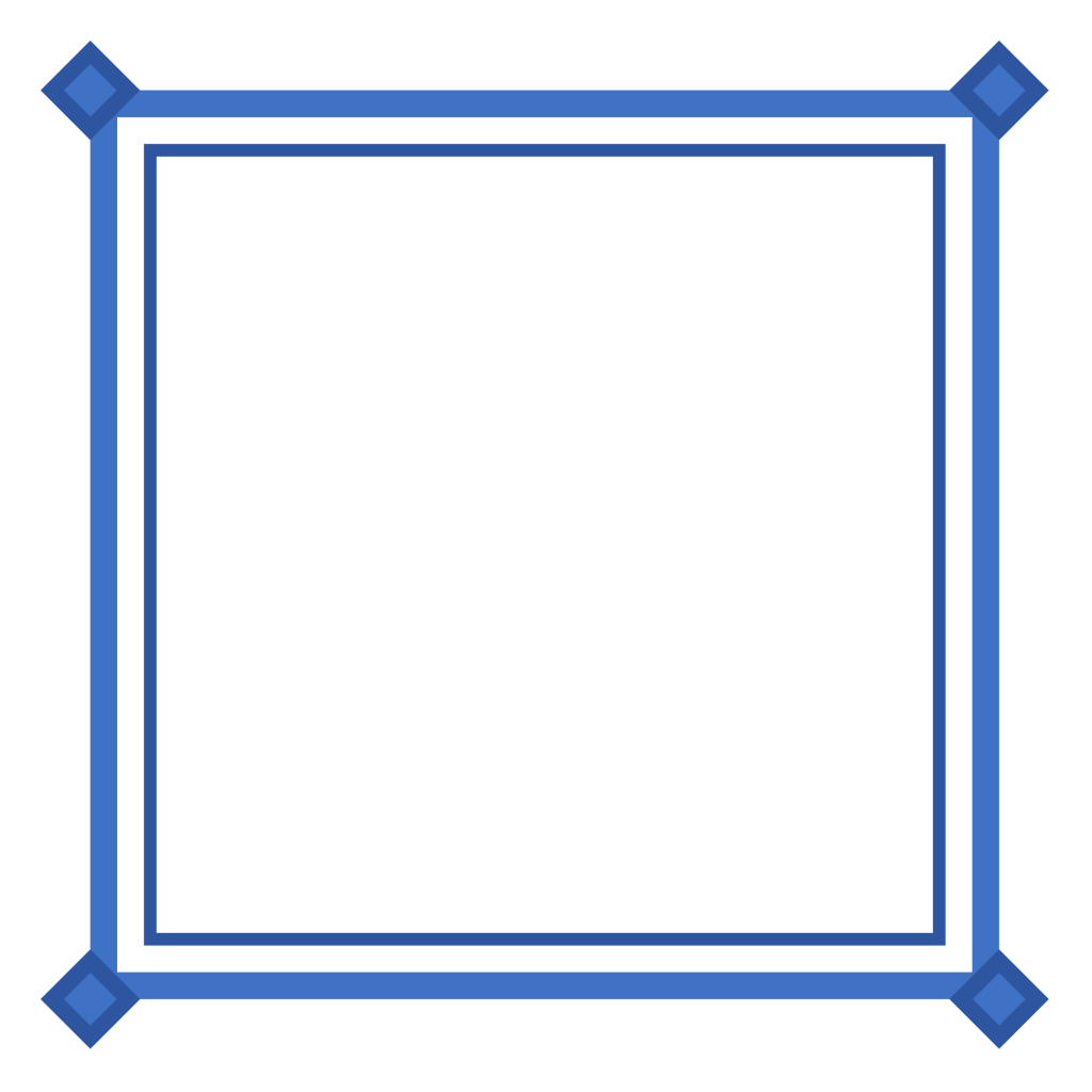 A plain rectangular page border in blue with a double rule and small corner squares.