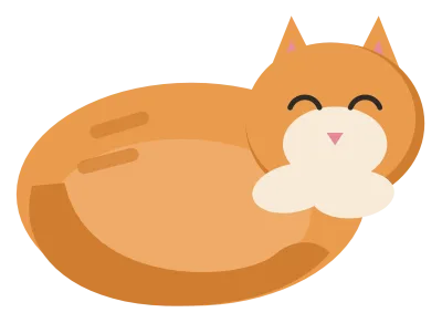 A ginger cat curled into a circle asleep, with its tail wrapped round and its eyes closed.