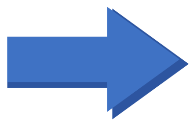 A solid blue arrow pointing right, with a straight shaft and a wide head.