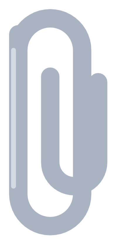 A silver paperclip drawn as a looped wire, standing upright.