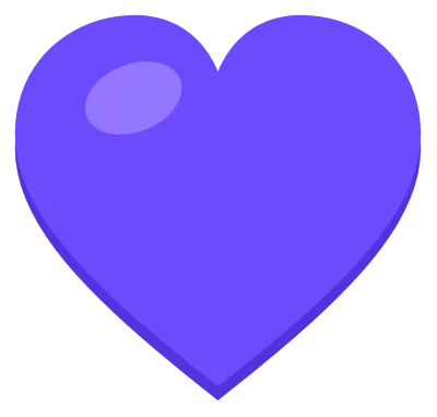 A solid purple heart with a soft highlight on the upper left lobe, drawn as a flat symbol.