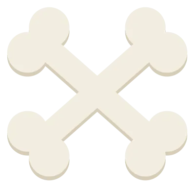 Two cream-white bones crossed in an X, each with rounded knobs at both ends.