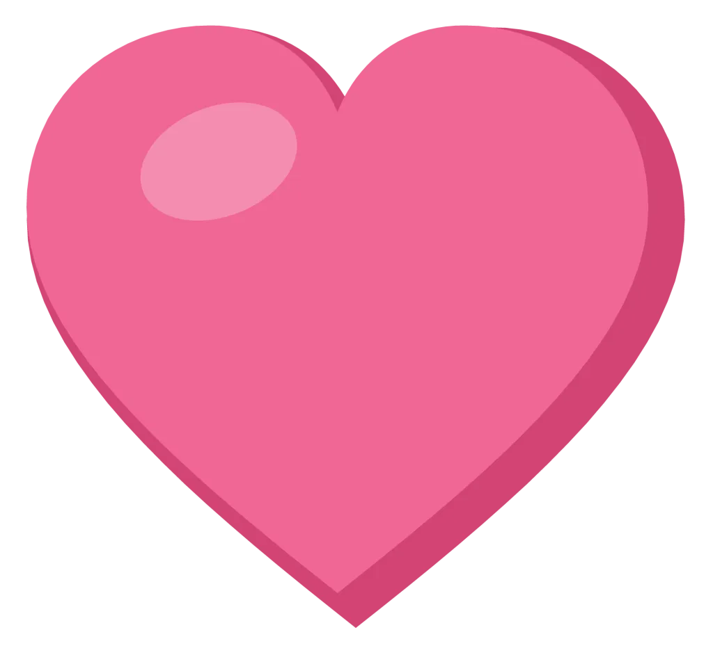 A solid pink heart with a soft highlight on the upper left lobe, drawn as a flat symbol.