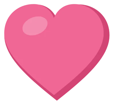 A solid pink heart with a soft highlight on the upper left lobe, drawn as a flat symbol.