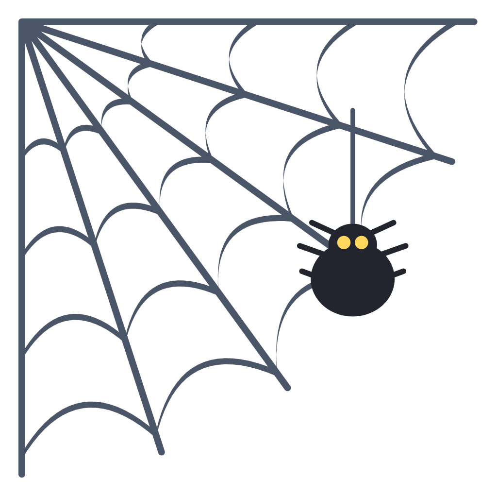 A corner spider web made of radiating threads crossed by curved strands, with a small spider hanging at the edge.