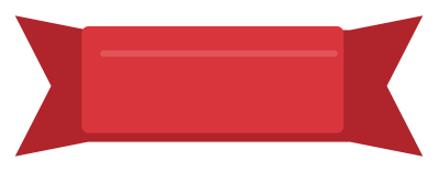 A red ribbon banner with folded ends and two swallowtail tails.