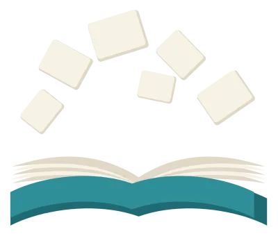 An open book with loose pages lifting and flying away above it.