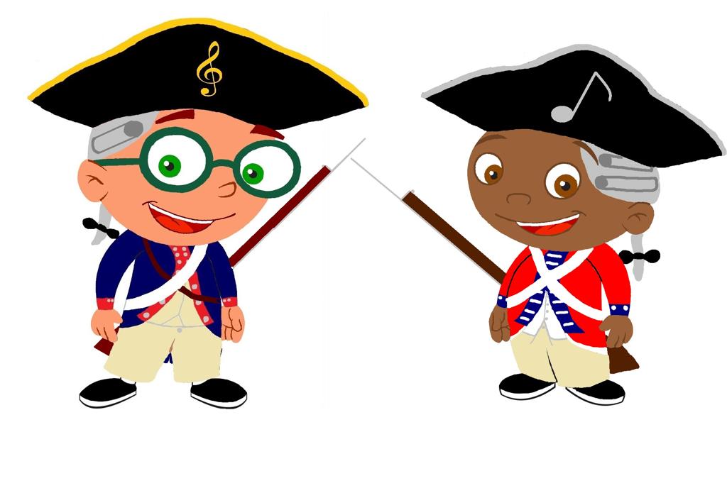  of two young American children representing the spirit of the American Revolution in a vintage style. Cliparts printable PDF