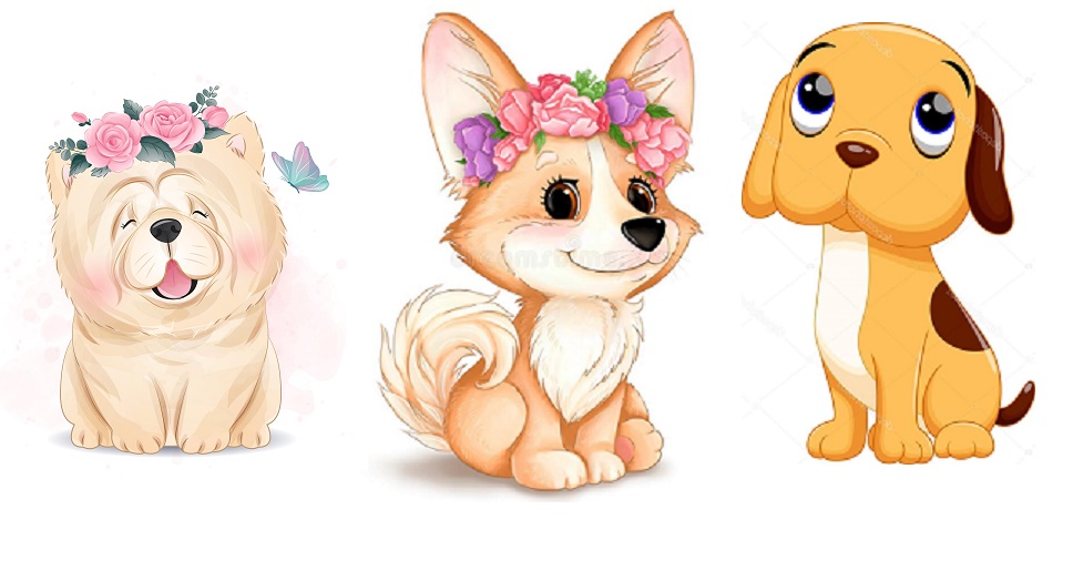 Lovely Cute Pups Cliparts printable PDF