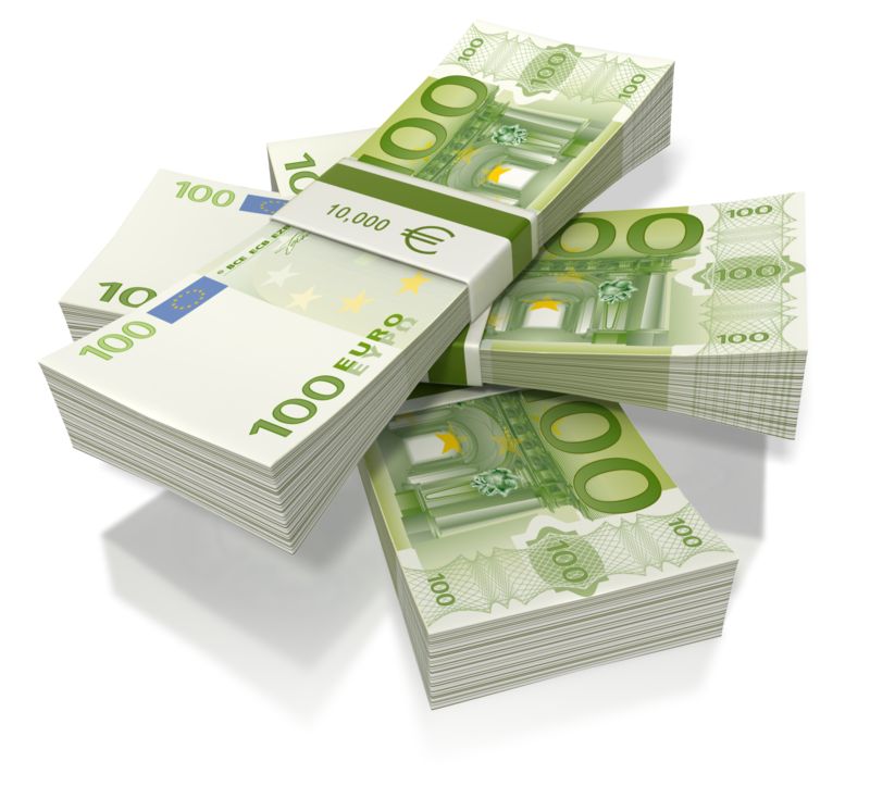  of a stack of 100-euro bills. Cliparts printable PDF