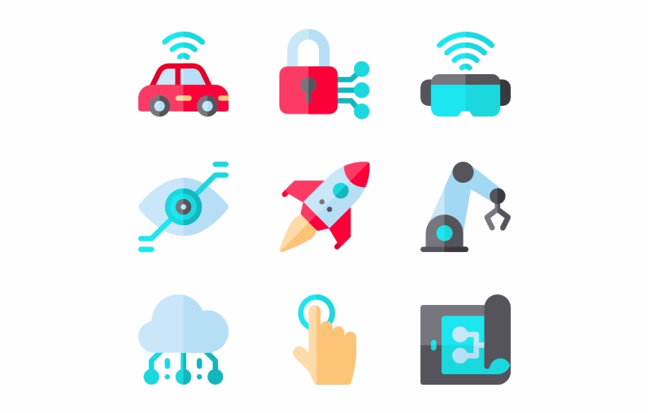 Various symbols depicting future technology Cliparts printable PDF