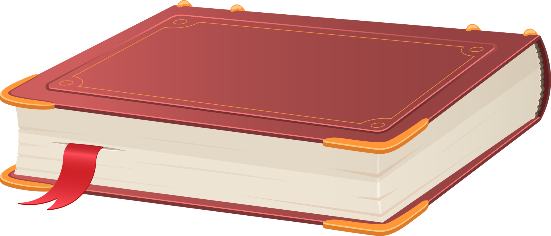 The history textbook in closed state, burgundy colored with a red ribbon.