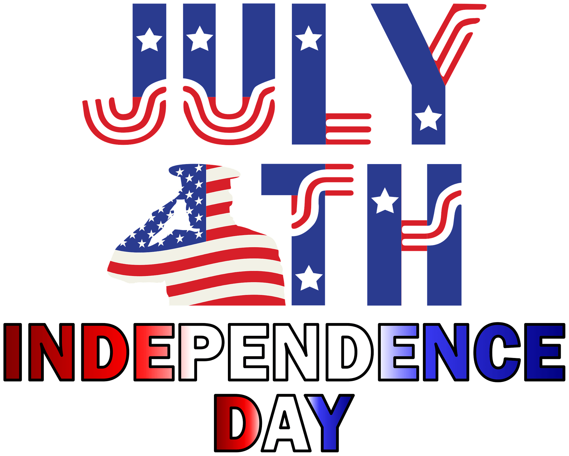  of July 4th Independence Day celebration. Cliparts printable PDF