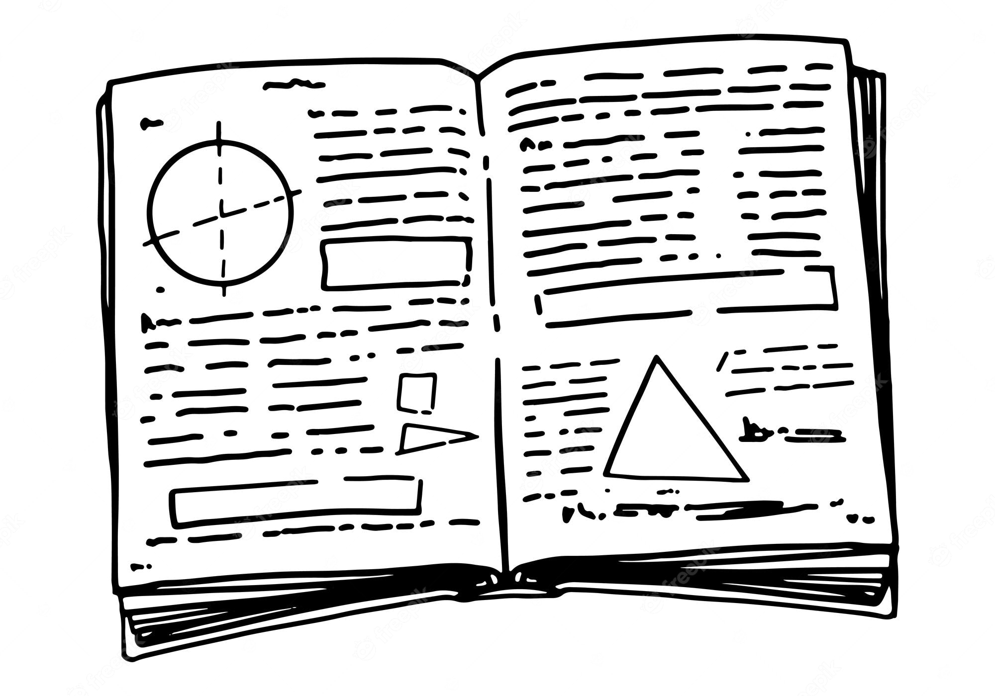 The mathematics book found in an open state Cliparts printable PDF