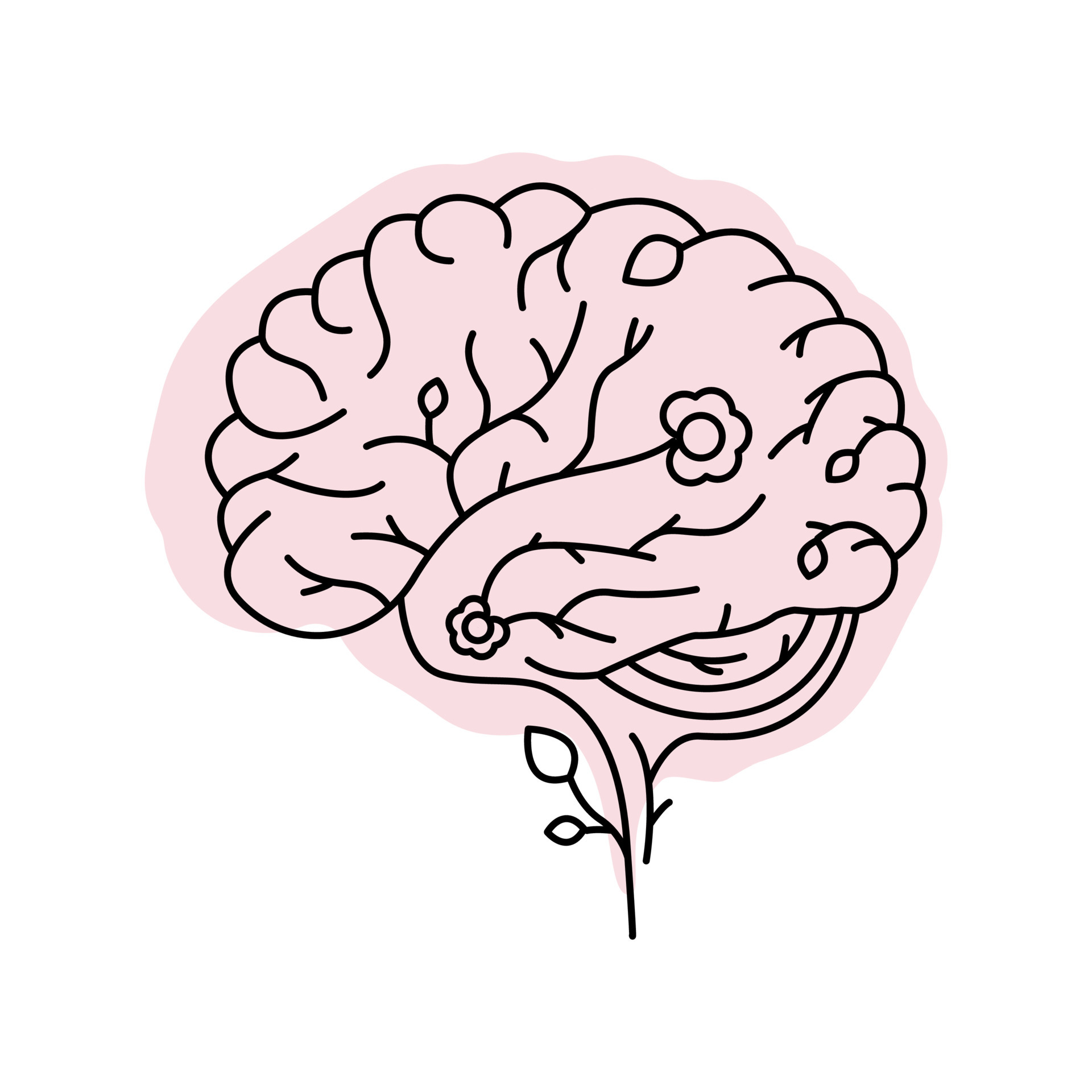 Pink brain clipart representing mental health.