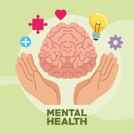 Clipart with icons representing mental health.