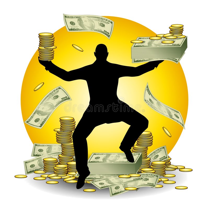 Man with Loads of Cash and Money Stock Cliparts printable PDF