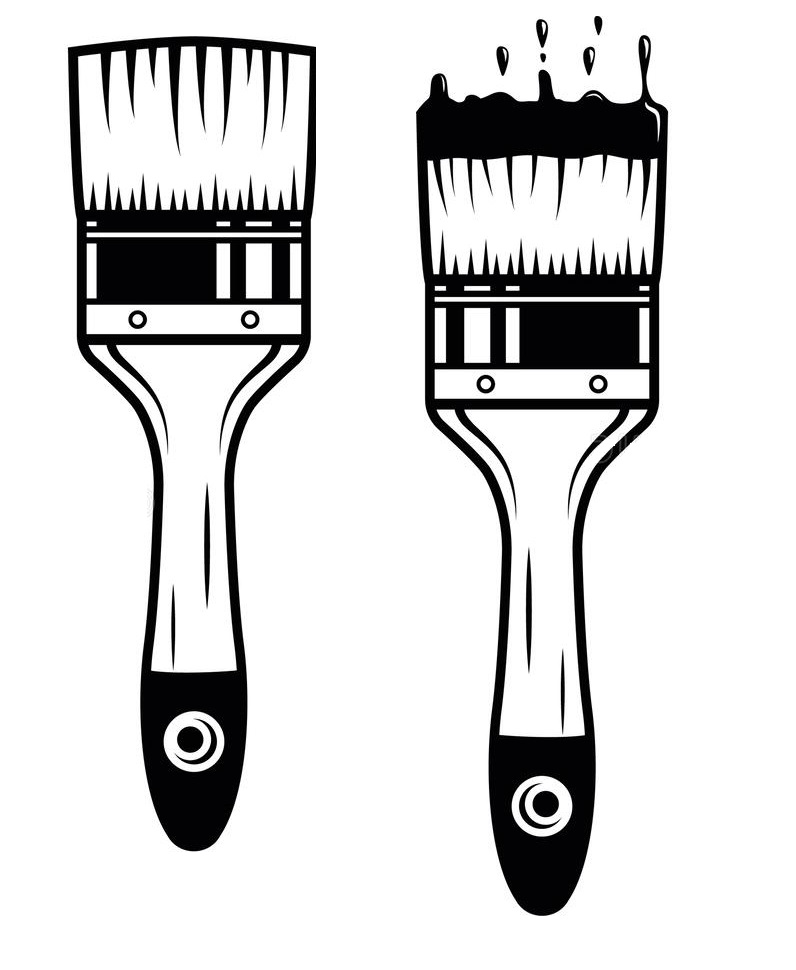 Paint Brushes Black and White Clipart