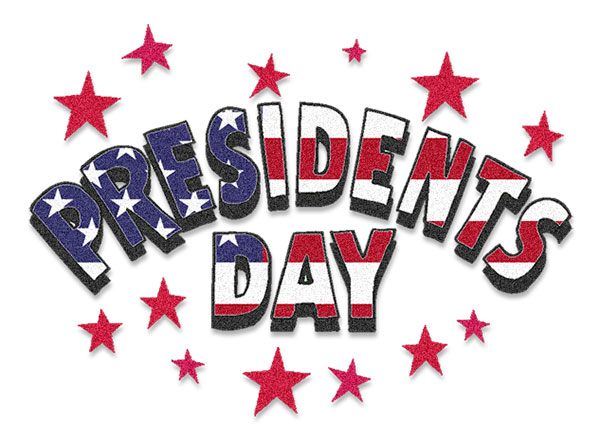 The text Presidents Day written with the American flag and stars.