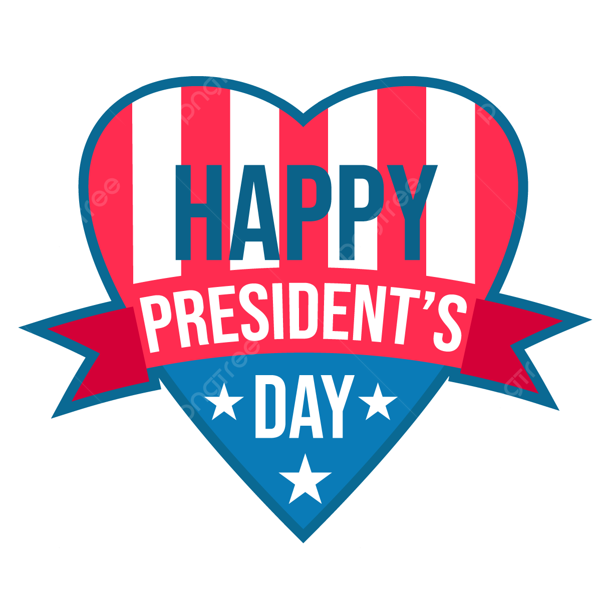 The text :Happy Presidents Day: inside a heart with the colors of the American flag. Cliparts printable PDF