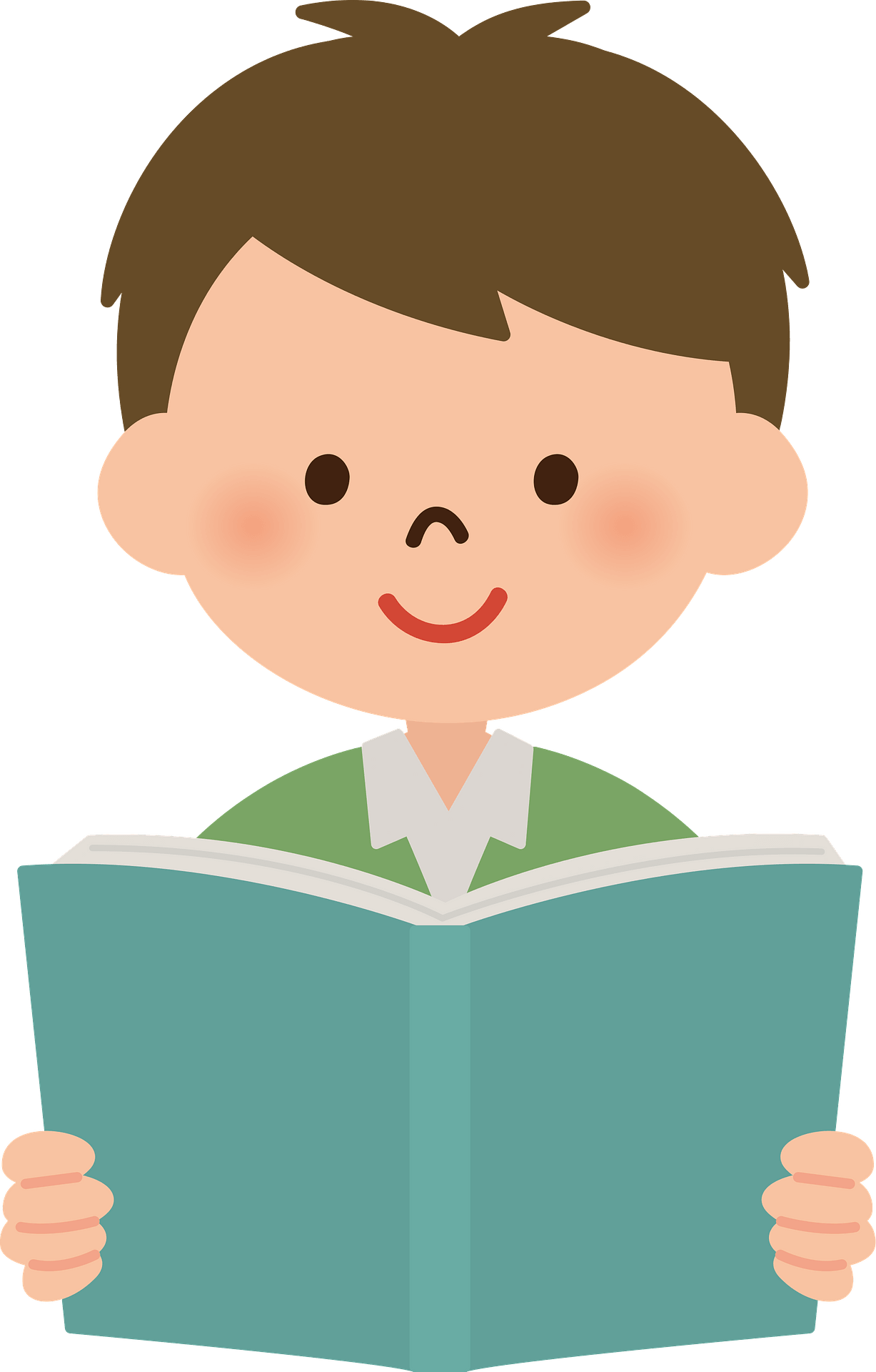 Boy is Reading a Book Cliparts printable PDF