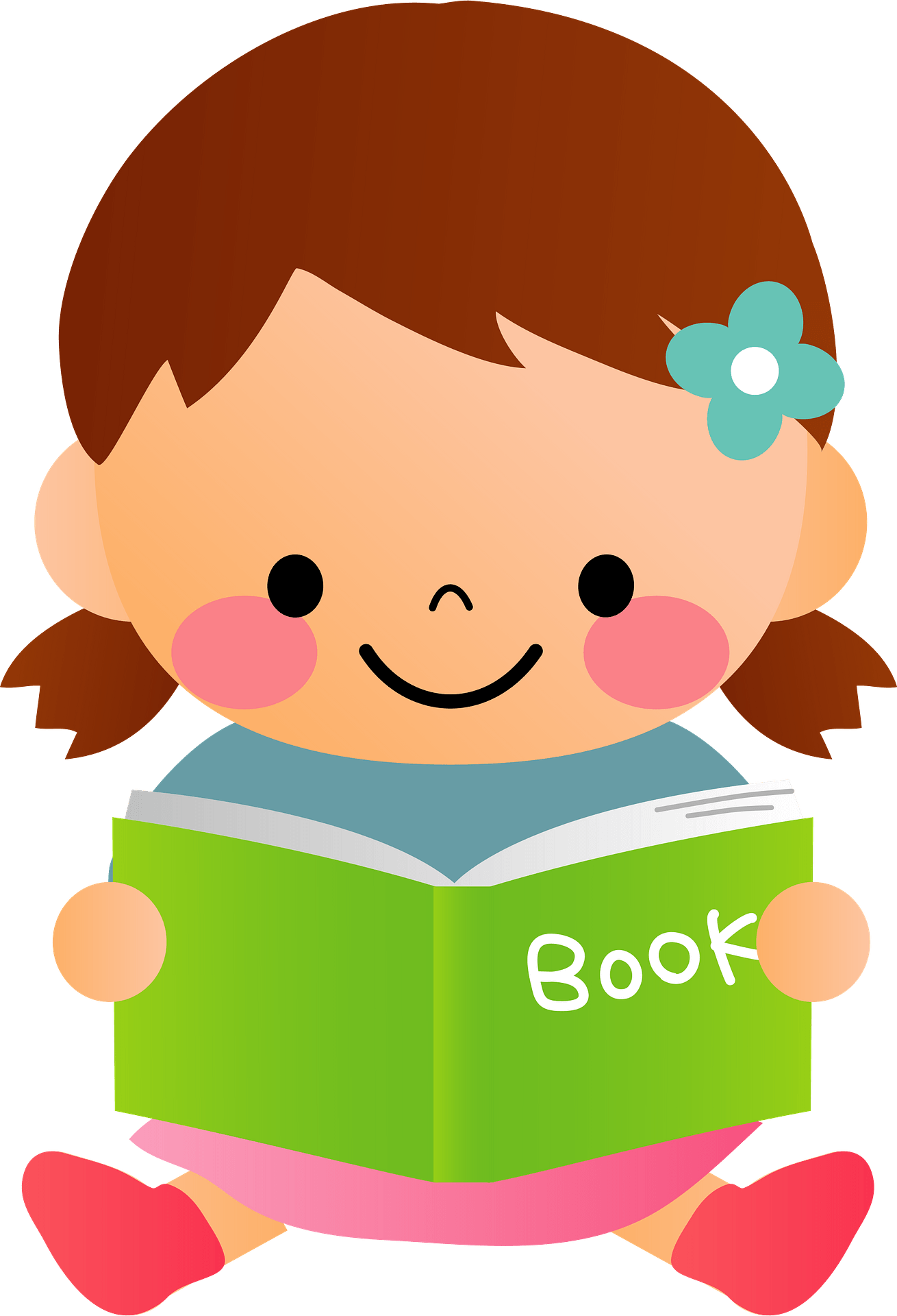 The sweet baby is reading its green colored book
 Cliparts printable PDF