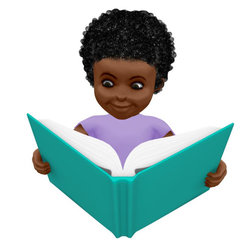 Young girl is reading a book