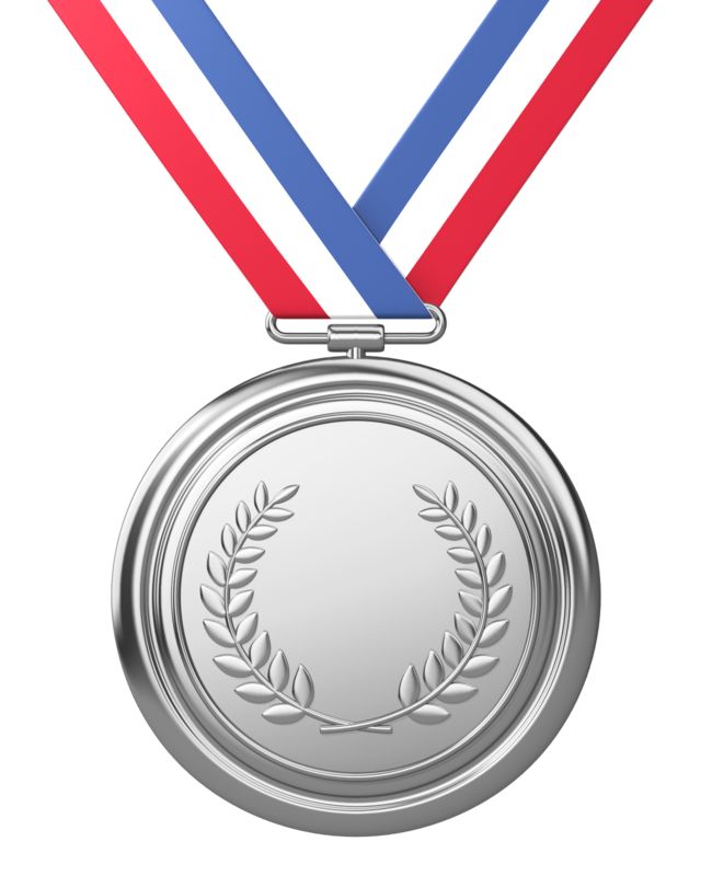 A silver medal made of silver, designed as an award. Cliparts printable PDF