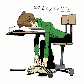 A sleeping student while studying clipart.