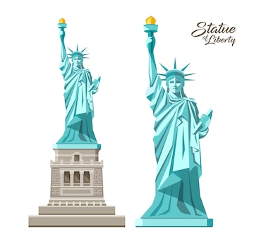 Two Statue of Liberty clipart images placed side by side in blue color.