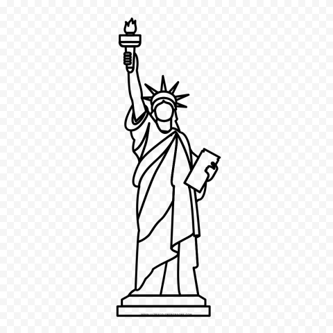 Outline image of the Statue of Liberty.