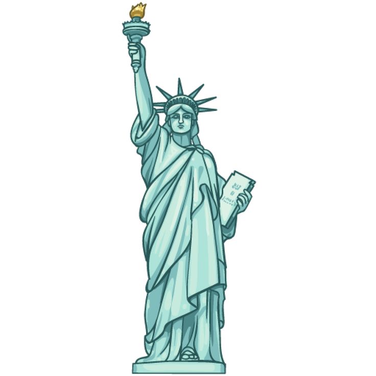 Turquoise-colored Statue of Liberty Cliparts printable PDF