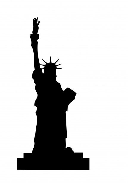 Completely black silhouette of the Statue of Liberty. Cliparts printable PDF