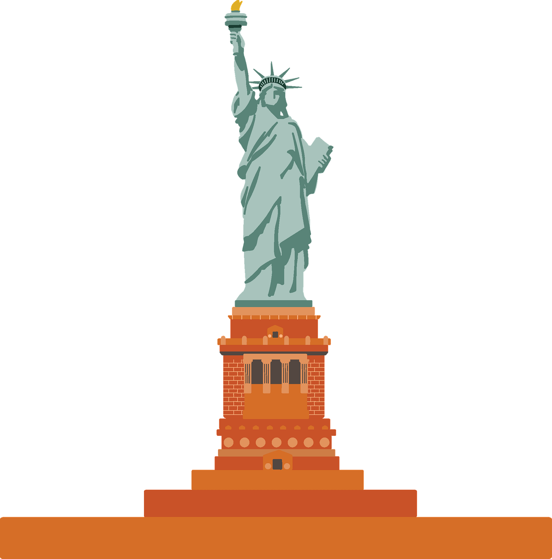 Clipart of the Statue of Liberty positioned as if standing on top of the Empire State Building.