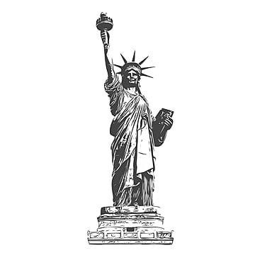 Vintage black and white image of the Statue of Liberty. Cliparts printable PDF