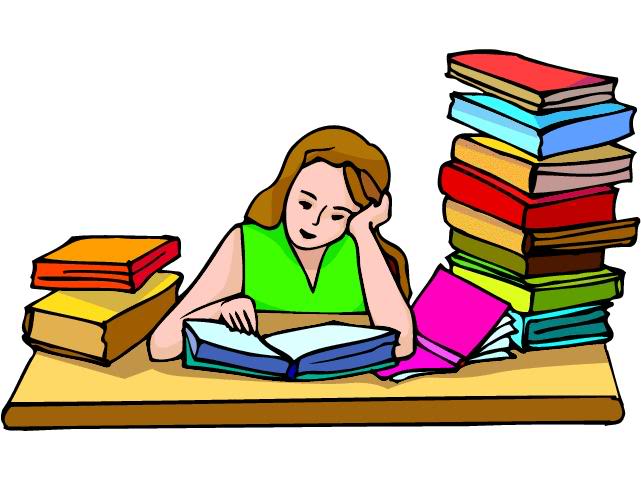 The college student is trying to study by reading a lot of books but is struggling. Cliparts printable PDF