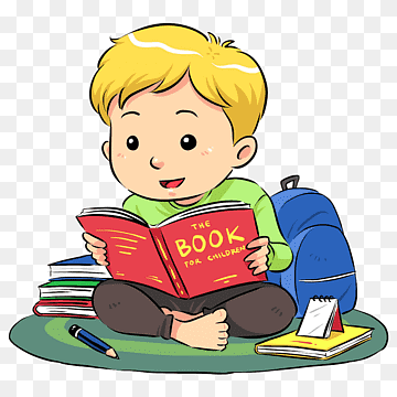 The little boy is reading a story from the book. Cliparts printable PDF