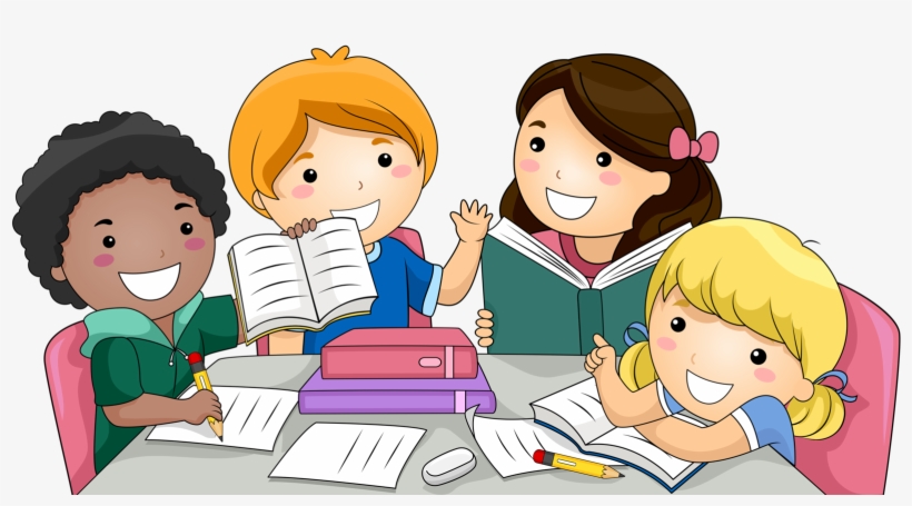 Graphic Transparent Stock Kids Studying Clipart - Student Studying ...