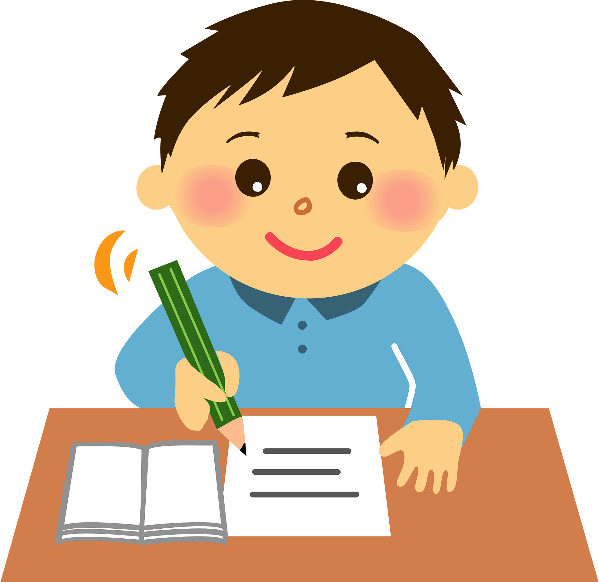 The cute little boy is studying. Cliparts printable PDF