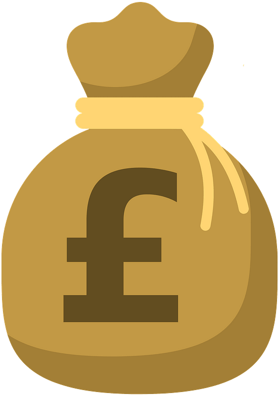 British Pound money bag Cliparts printable PDF