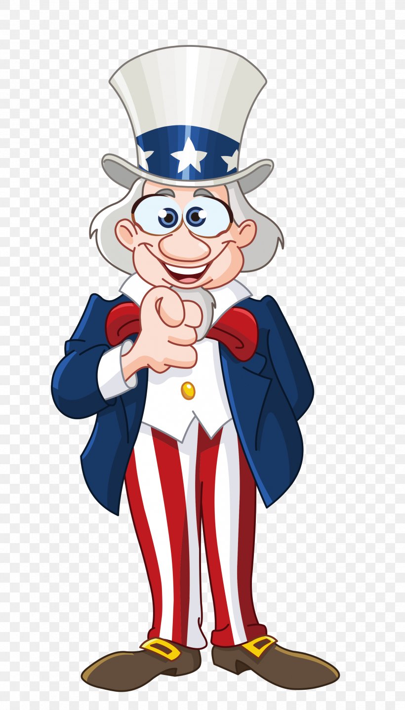 Funny Uncle Sam standing and pointing