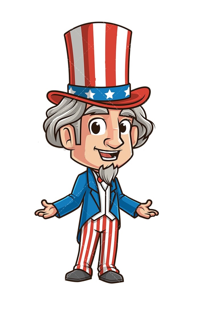 Little Uncle Sam looking adorable. Cliparts printable PDF