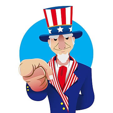 Elderly Uncle Sam pointing in a cartoon style.