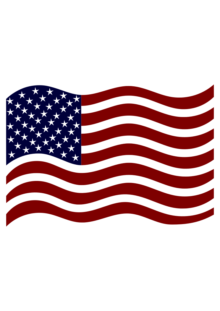 Clipart of the standard waving US flag.