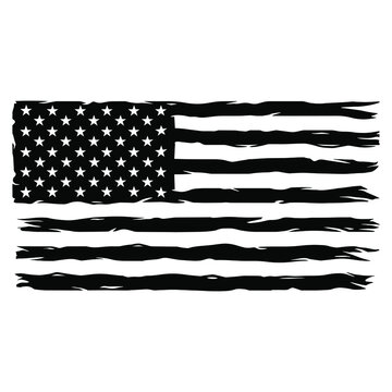 Black and white American flag clipart.