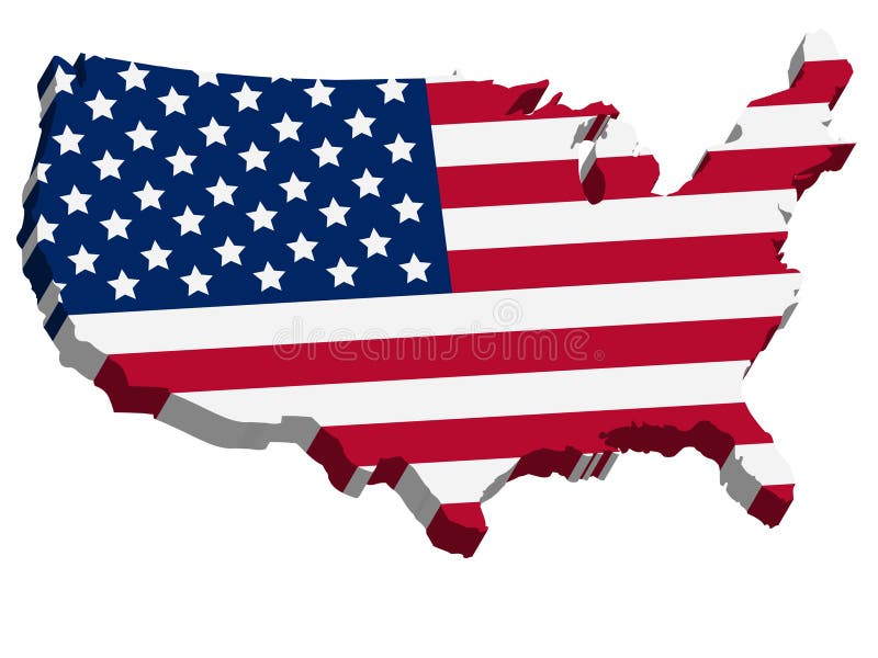 USA map  in the shape of the American flag. Cliparts printable PDF