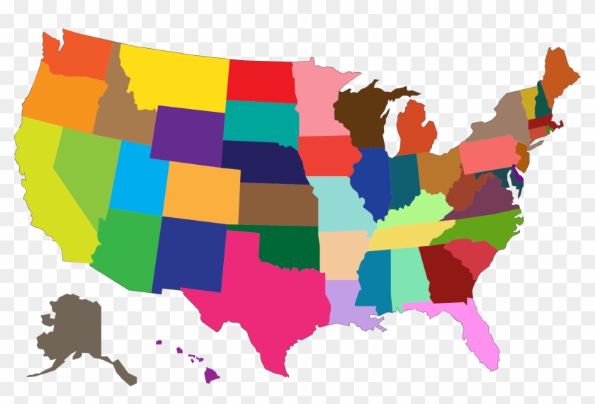 Uniquely colorized version of USA map . Cliparts printable PDF