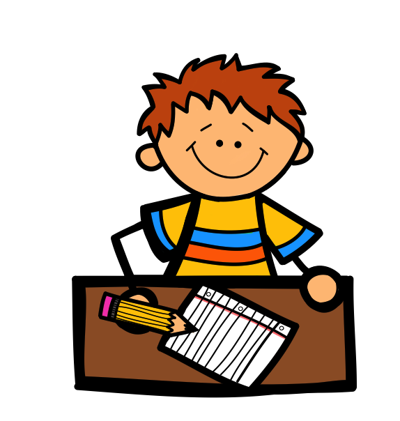 The smart boy is studying by writing
 Cliparts printable PDF